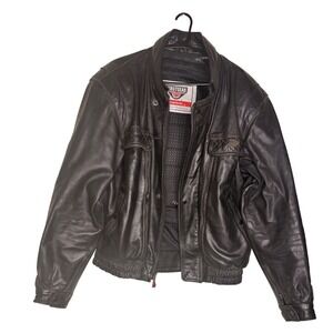 Vintage 90s Firstgear Hein Gericke Armored Leather Moto Jacket L Tall Heavy